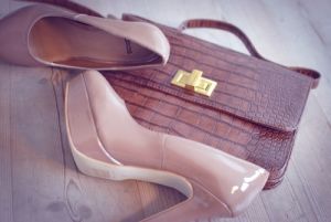 glossy beige platform heels and handbag.jpg